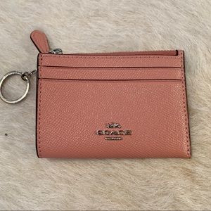 Coach leather keychain wallet NWOT peach/pink